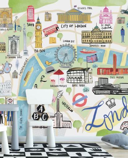 pastel illustration of london wallpaper