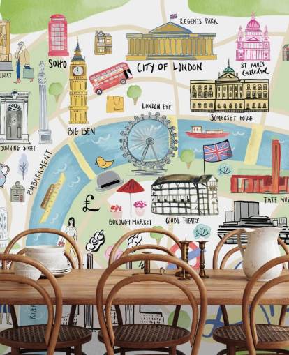 pastel illustration of london wallpaper