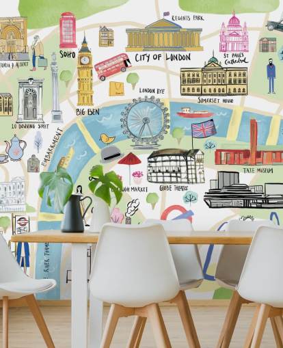 pastel illustration of london wallpaper