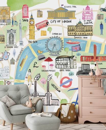 ilustración pastel de papel pintado de londres