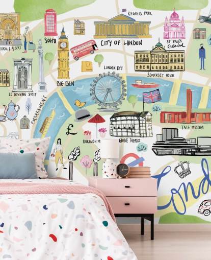 pastel illustration of london wallpaper