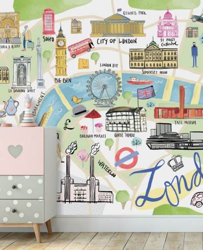 pastell illustrasjon av london tapet