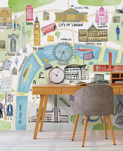 pastel illustration of london wallpaper