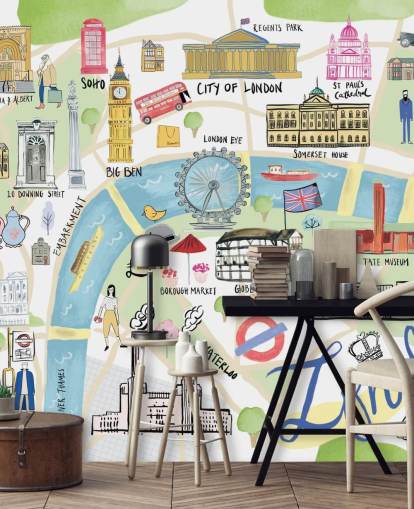illustration pastel du papier peint de Londres