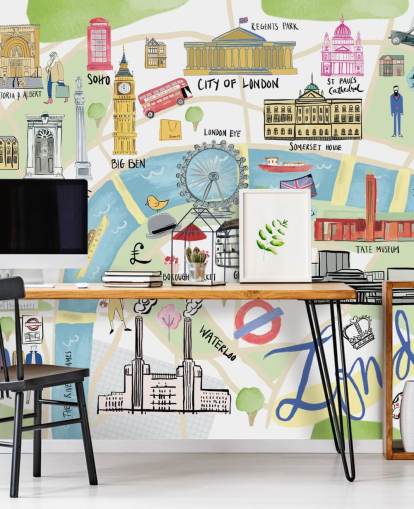 ilustração pastel de londres papel de parede