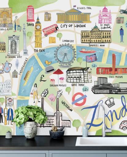 pastell illustration av london tapet