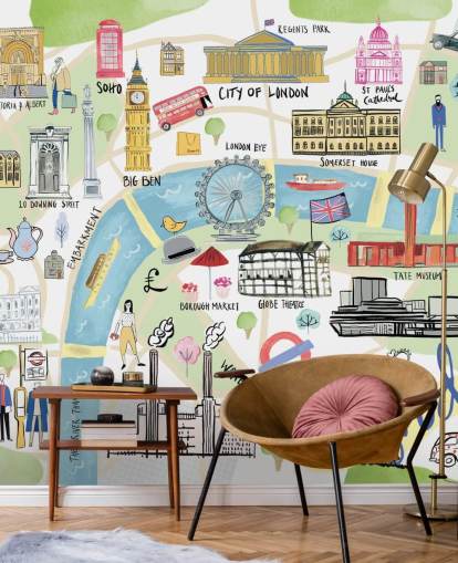 illustration pastel du papier peint de Londres