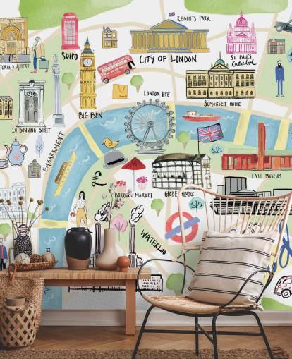 pastel illustration of london wallpaper