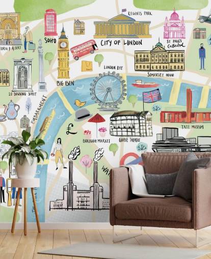 pastel illustration of london wallpaper