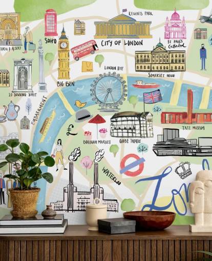pastel illustration of london wallpaper