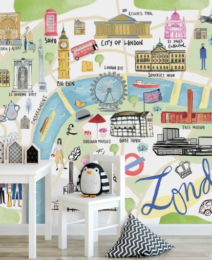 pastell illustration av london tapet