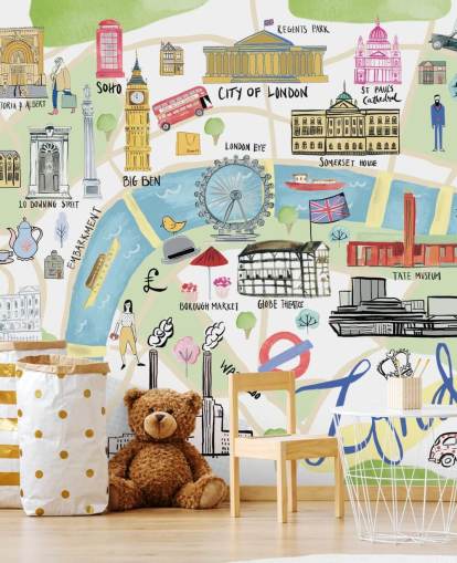 ilustración pastel de papel pintado de londres