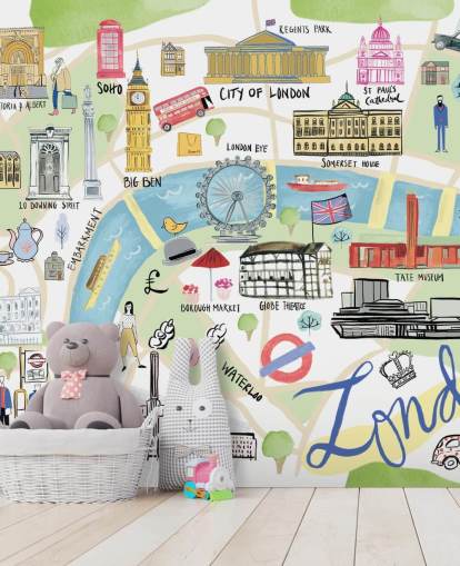 ilustração pastel de londres papel de parede