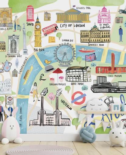 pastel illustration of london wallpaper