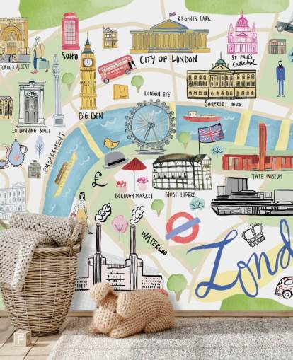illustrazione pastello di carta da parati londra
