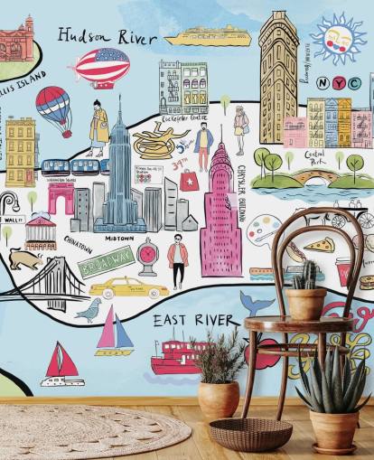 Pastell New York Abbildung Tapete