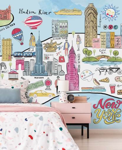 pastel new york illustration tapet pastel new york illustration tapet