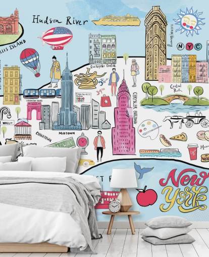 pastel new york illustration tapet pastel new york illustration tapet