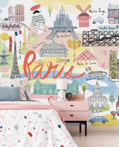 papel de parede de ilustração pastel paris