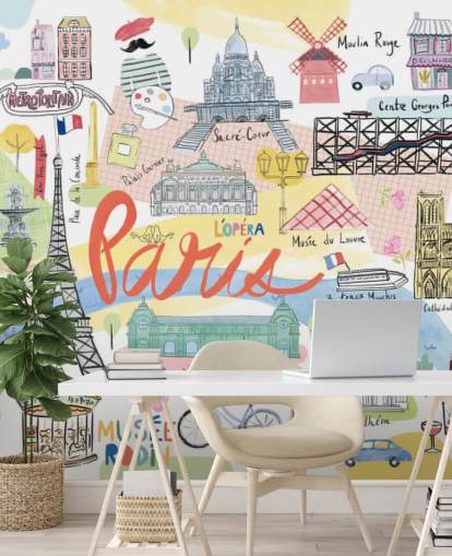 Pastell Paris Abbildung Tapete Pastell Paris Abbildung Tapete