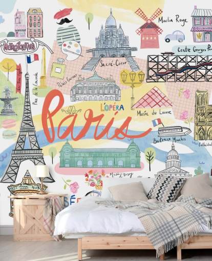 papel pintado pastel paris illustration papel pintado pastel paris illustration