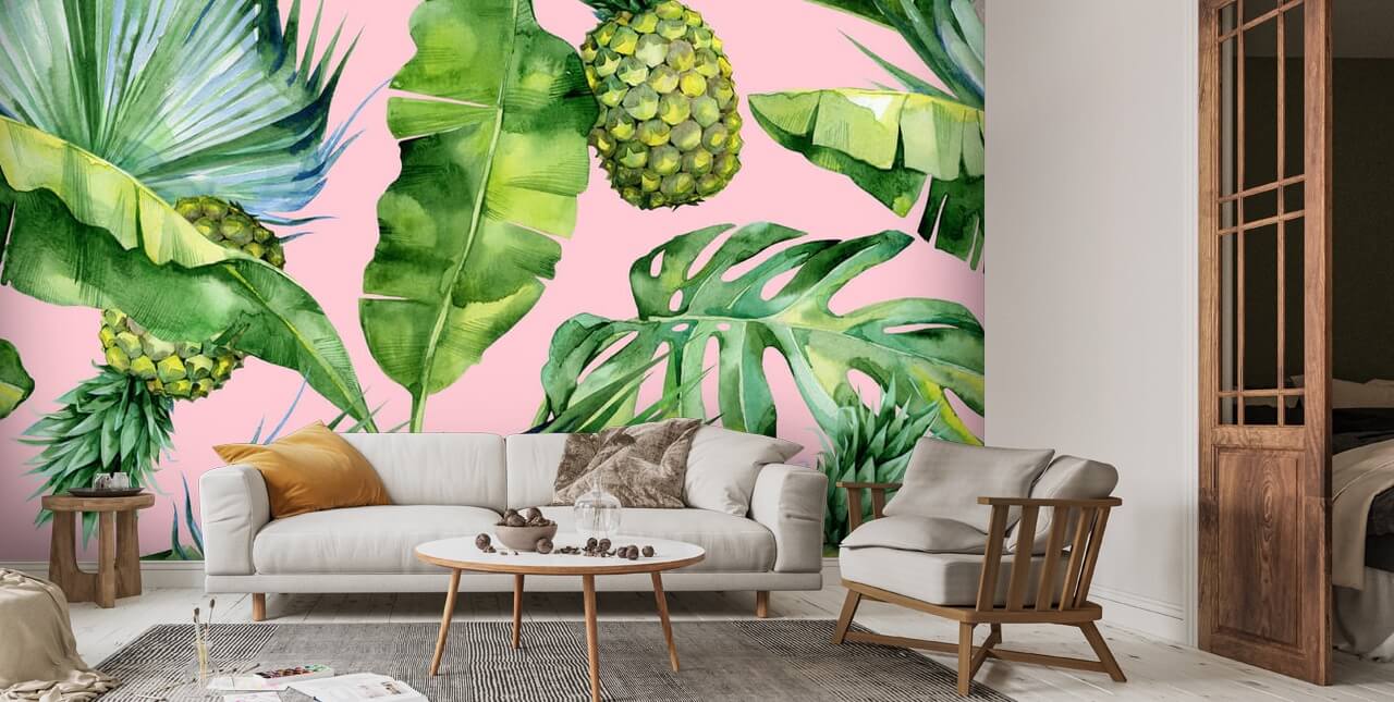 Fruity Pink Jungle Wall Mural Wallsauce AU