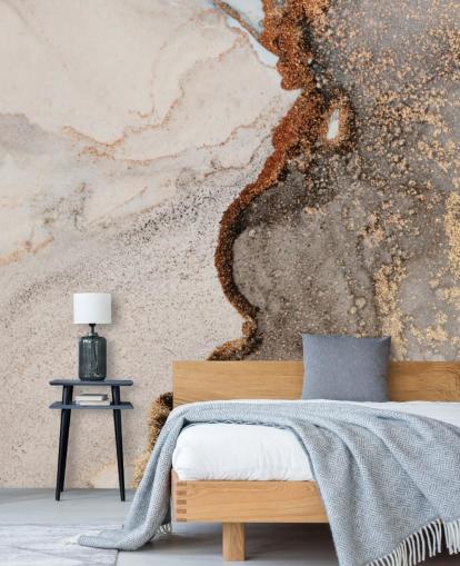beige marmeren behangmuurschildering op maat genaamd Glamour Geode voor keukens, badkamers en woonkamers