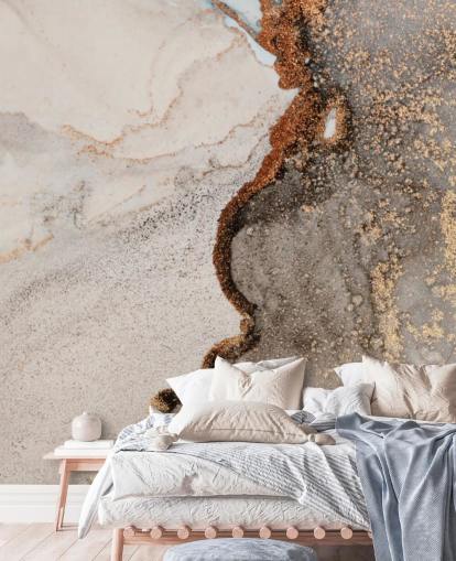 beige mukautettu marmoritapetti seinämaalaus nimeltä Glamour Geode keittiöihin, kylpyhuoneisiin ja olohuoneisiin