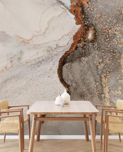 beige custom marble wallpaper mural called Glamour Geode for kitchens, bathrooms and living rooms