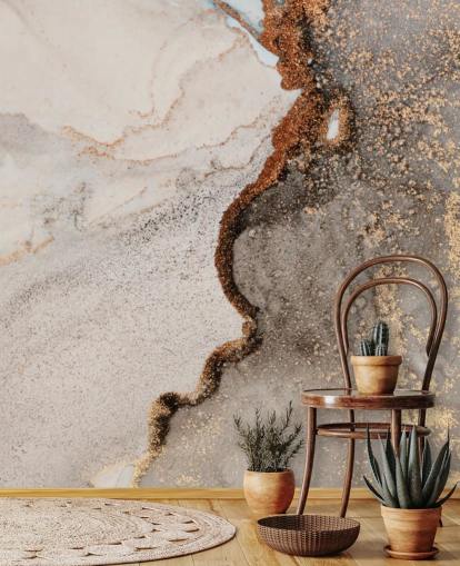 beige brugerdefineret marmor tapet vægmaleri kaldet Glamour Geode til køkkener, badeværelser og stuer