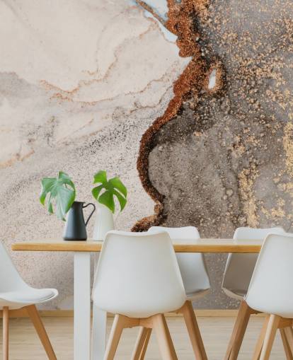 beige custom marble wallpaper mural called Glamour Geode for kitchens, bathrooms and living rooms