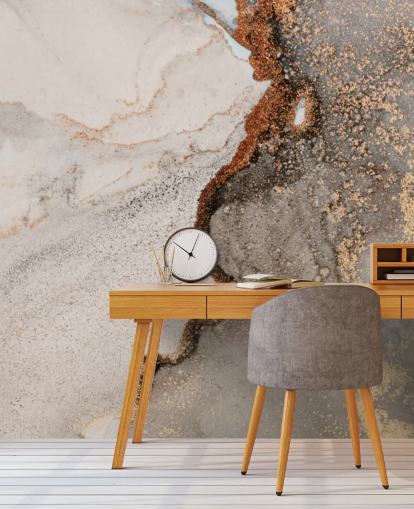 beige tilpasset marmor tapet veggmaleri kalt Glamour Geode for kjøkken, bad og stuer