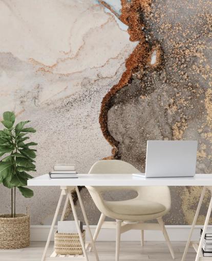 beige custom marble wallpaper mural called Glamour Geode for kitchens, bathrooms and living rooms