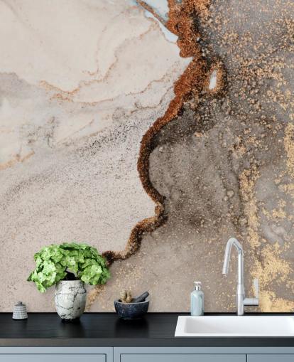 beige brugerdefineret marmor tapet vægmaleri kaldet Glamour Geode til køkkener, badeværelser og stuer beige brugerdefineret marmor tapet vægmaleri kaldet Glamour Geode til køkkener, badeværelser og stuer