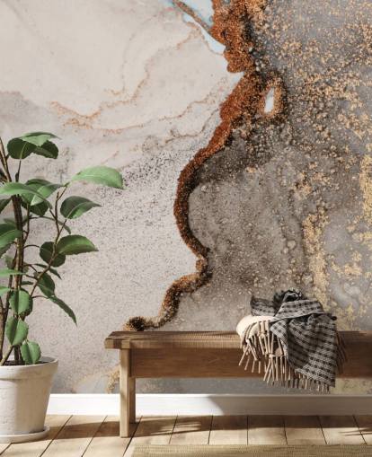 beige brugerdefineret marmor tapet vægmaleri kaldet Glamour Geode til køkkener, badeværelser og stuer