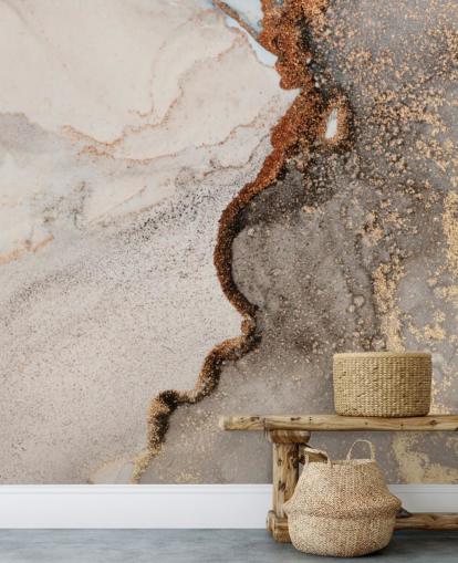 beige marmeren behangmuurschildering op maat genaamd Glamour Geode voor keukens, badkamers en woonkamers beige marmeren behangmuurschildering op maat genaamd Glamour Geode voor keukens, badkamers en woonkamers