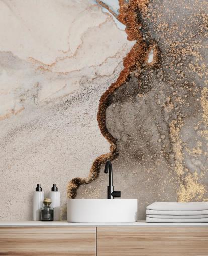 beige tilpasset marmor tapet veggmaleri kalt Glamour Geode for kjøkken, bad og stuer