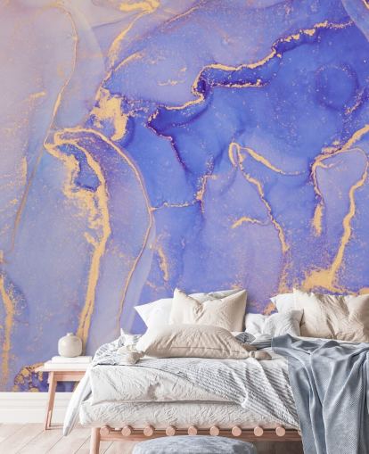 lila und goldene Aquarell-Tapete