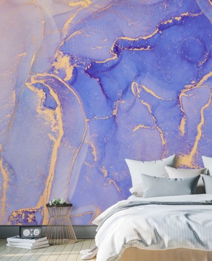 papel de parede aquarela roxo e dourado