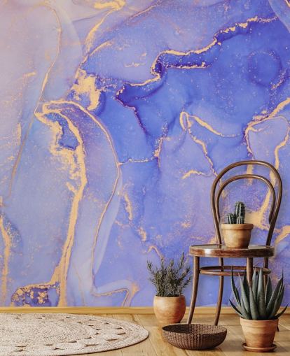 lila und goldene Aquarell-Tapete