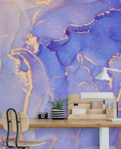 papel de parede aquarela roxo e dourado