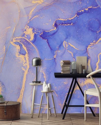 papel de parede aquarela roxo e dourado