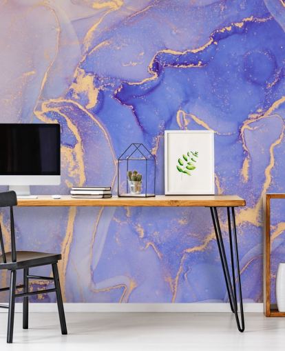 papier peint aquarelle violet et or