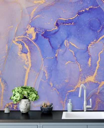 paars en goud aquarelbehang