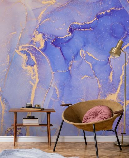 lila och guld akvarell tapet