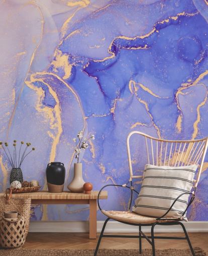 papel de parede aquarela roxo e dourado