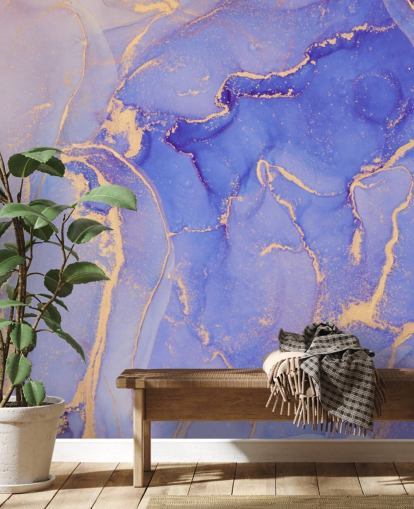 papel pintado acuarela morada y dorada