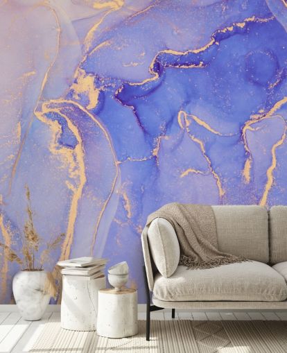 paars en goud aquarelbehang