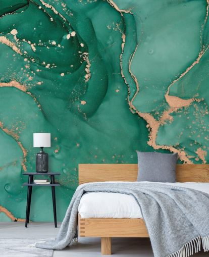 groenblauw marmereffect behang groenblauw marmereffect behang