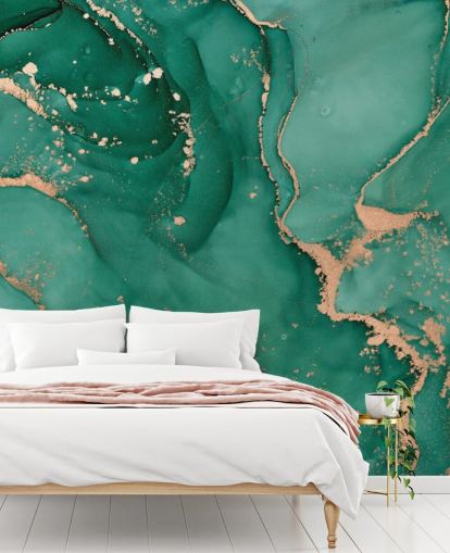 teal green marble effect wallpaper